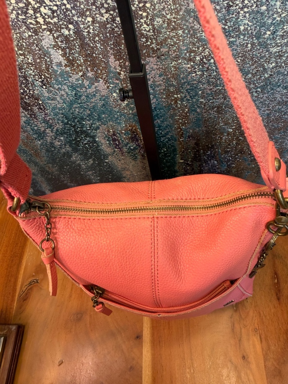 The Sak Boho Pebbled Leather Crossbody Bag Pink Casual Chic - Picture 10 of 17